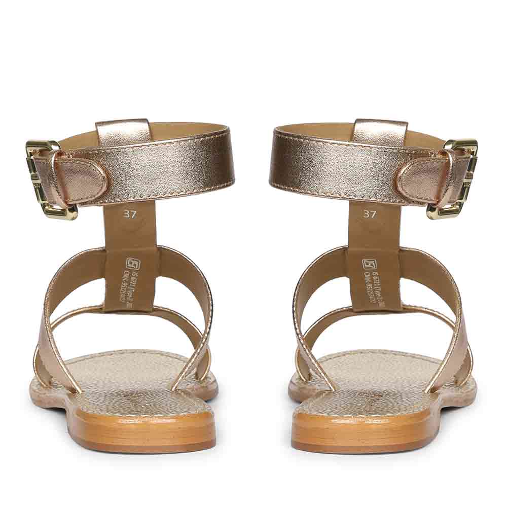 Saint Ida Metal Studded Metallic Rose Leather Sandals - Image 6