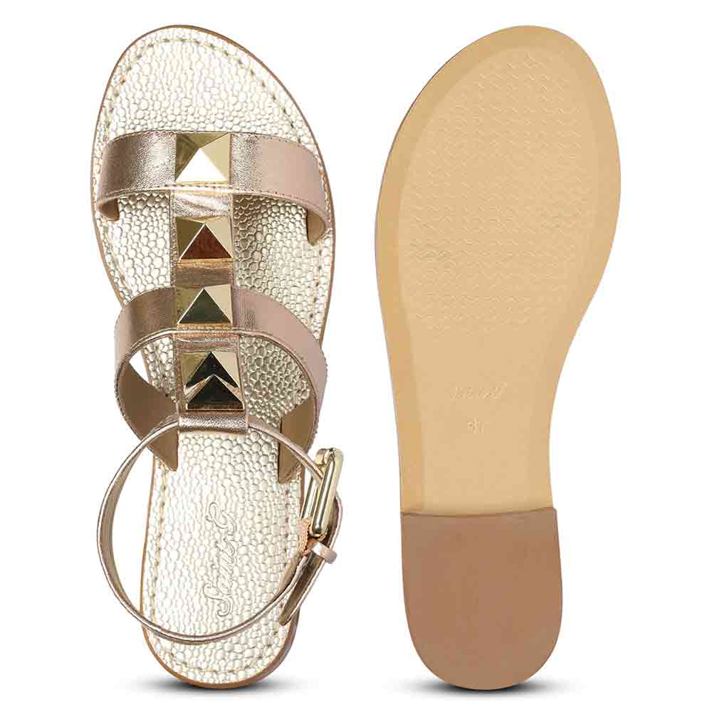 Saint Ida Metal Studded Metallic Rose Leather Sandals - Image 7