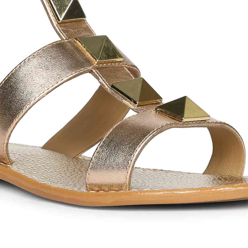 Saint Ida Metal Studded Metallic Rose Leather Sandals - Image 8