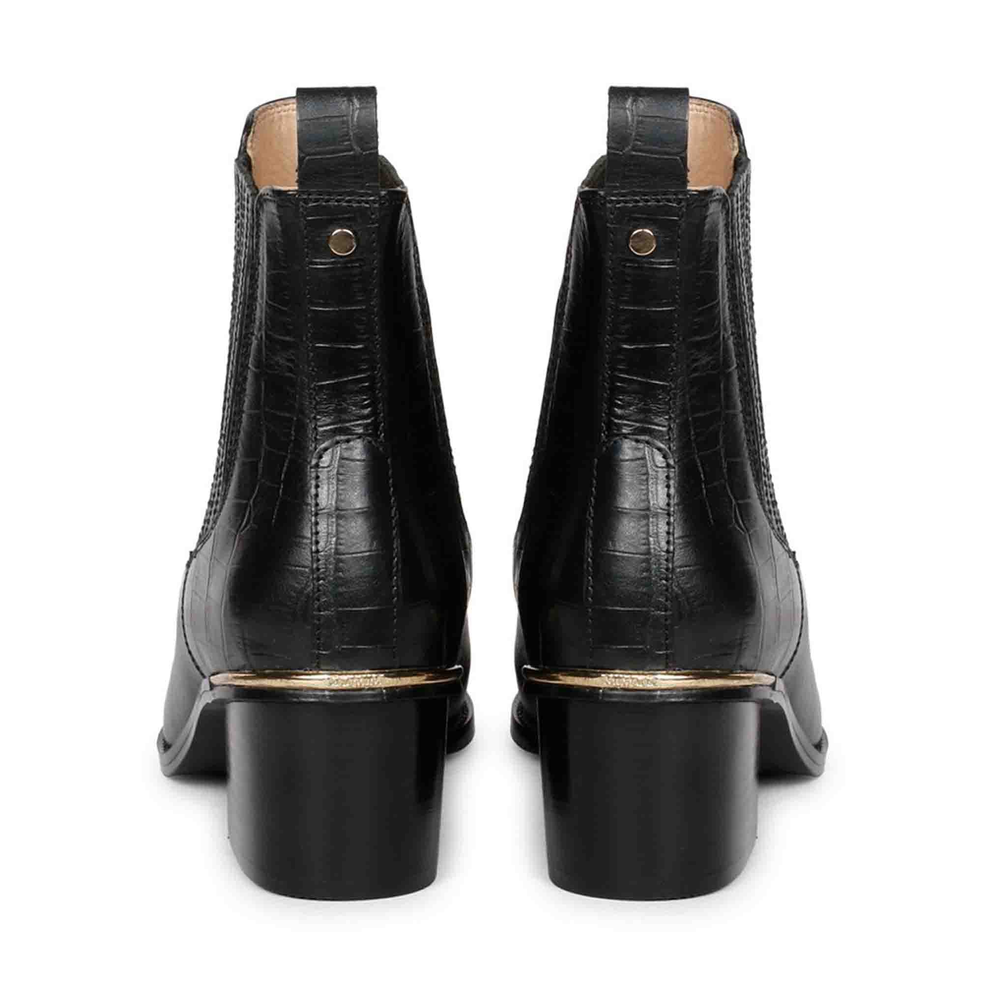 Saint Ilaria Black Croco Print Leather Ankle Boots - Image 5