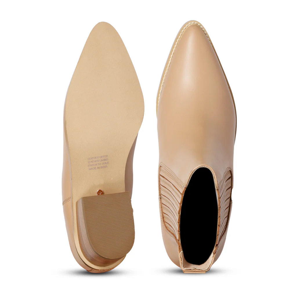 Saint Ilaria Nude Leather Handcrafted Ankle Boots - Image 6