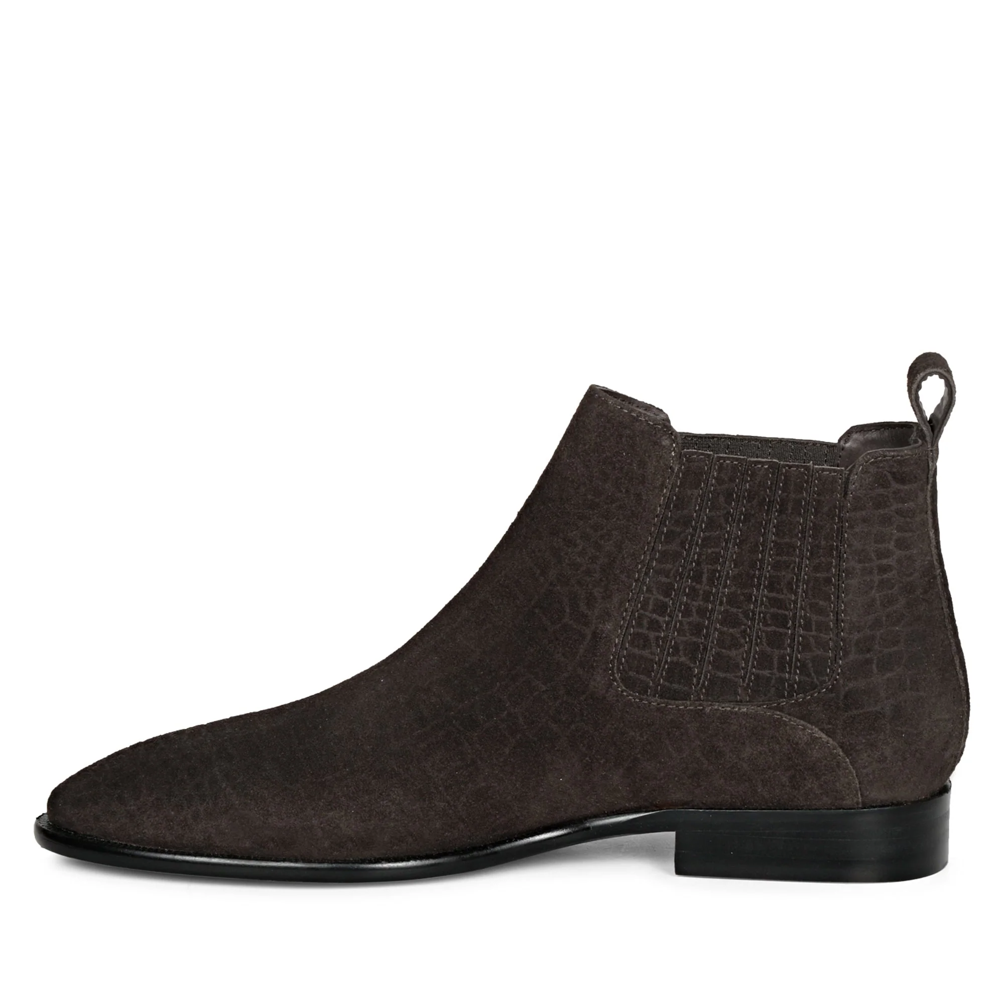 Saint Illiad Brown Croc Embossed Suede Leather Chelsea boots - Image 7