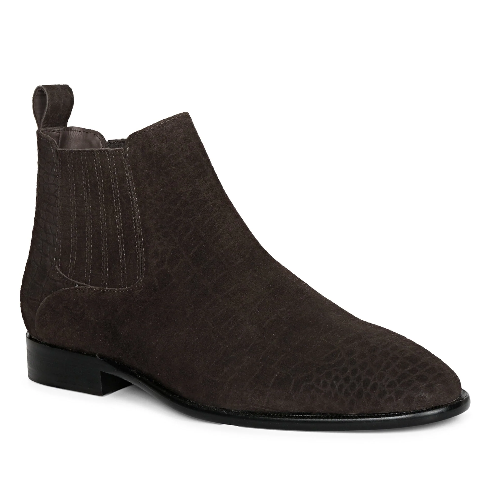 Saint Illiad Brown Croc Embossed Suede Leather Chelsea boots - Image 8