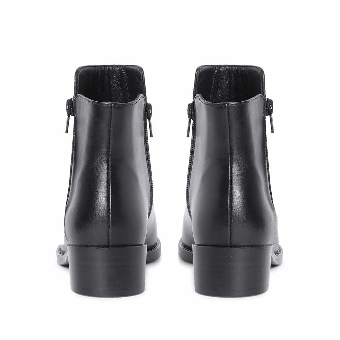 Saint Imelda Black Leather Handcrafted Side Zippers Ankle Boots - Image 6