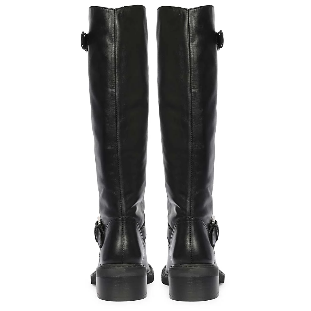 Saint Imogen Multi Studs Black Leather Long Boots - Image 4