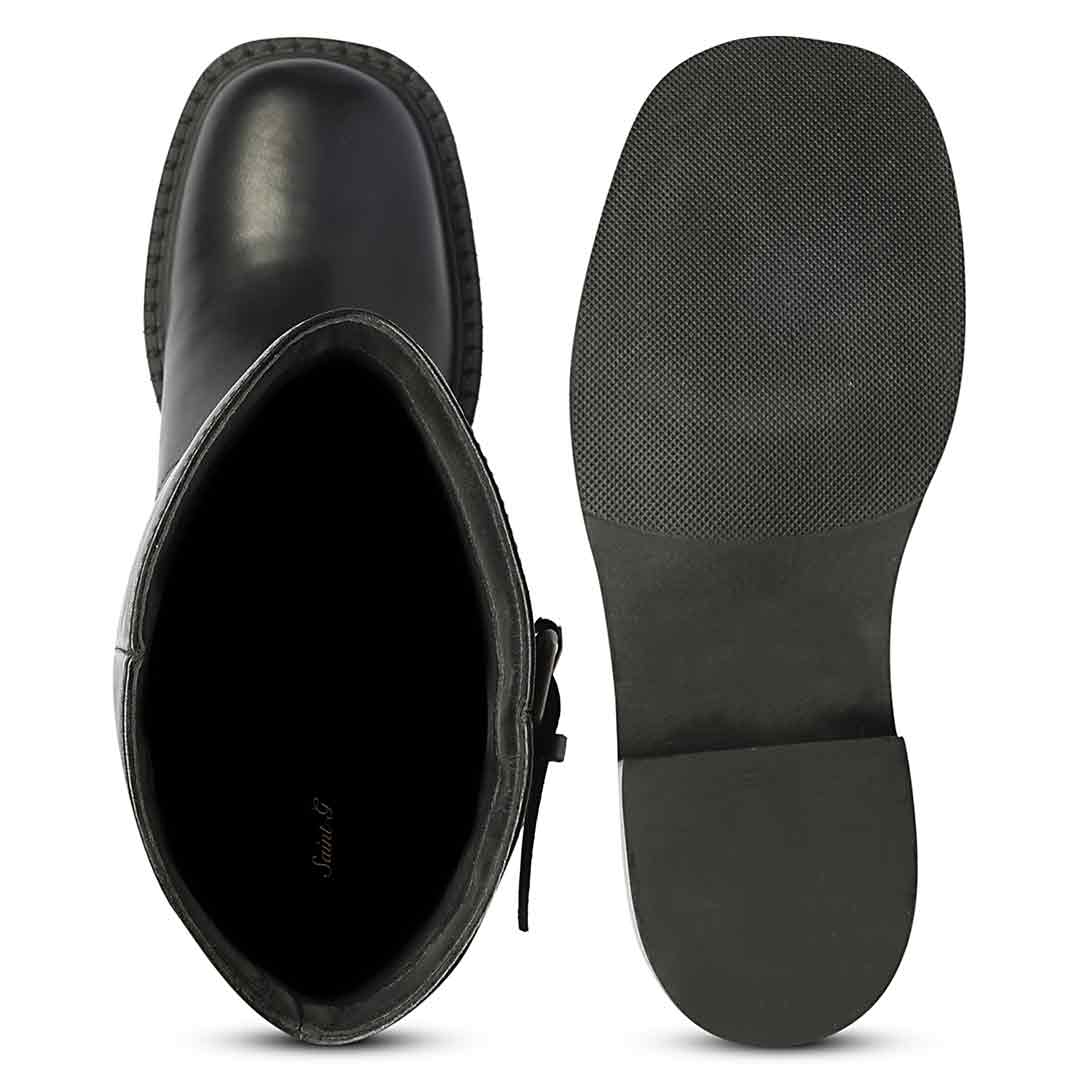 Saint Imogen Multi Studs Black Leather Long Boots - Image 7