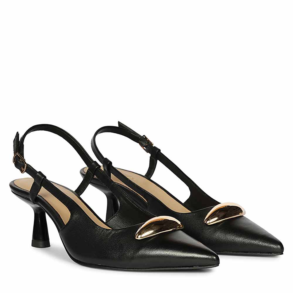 Saint Inara Black Leather Slingback Heels - Image 2