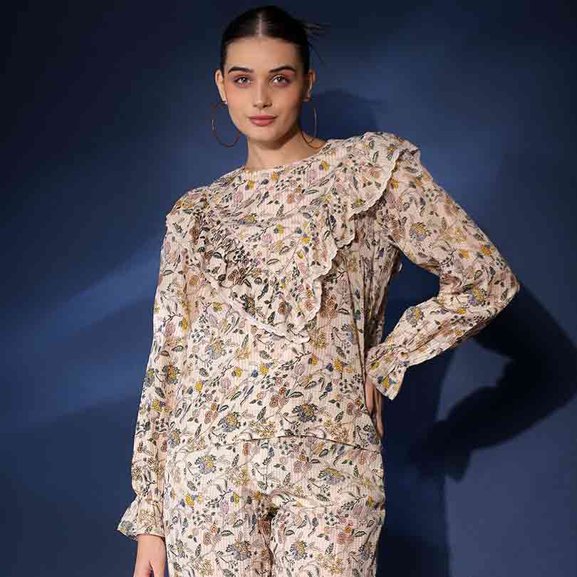 Saint Womens Multi Printed Viscose Check Dobby Co-ord Set - Image 2