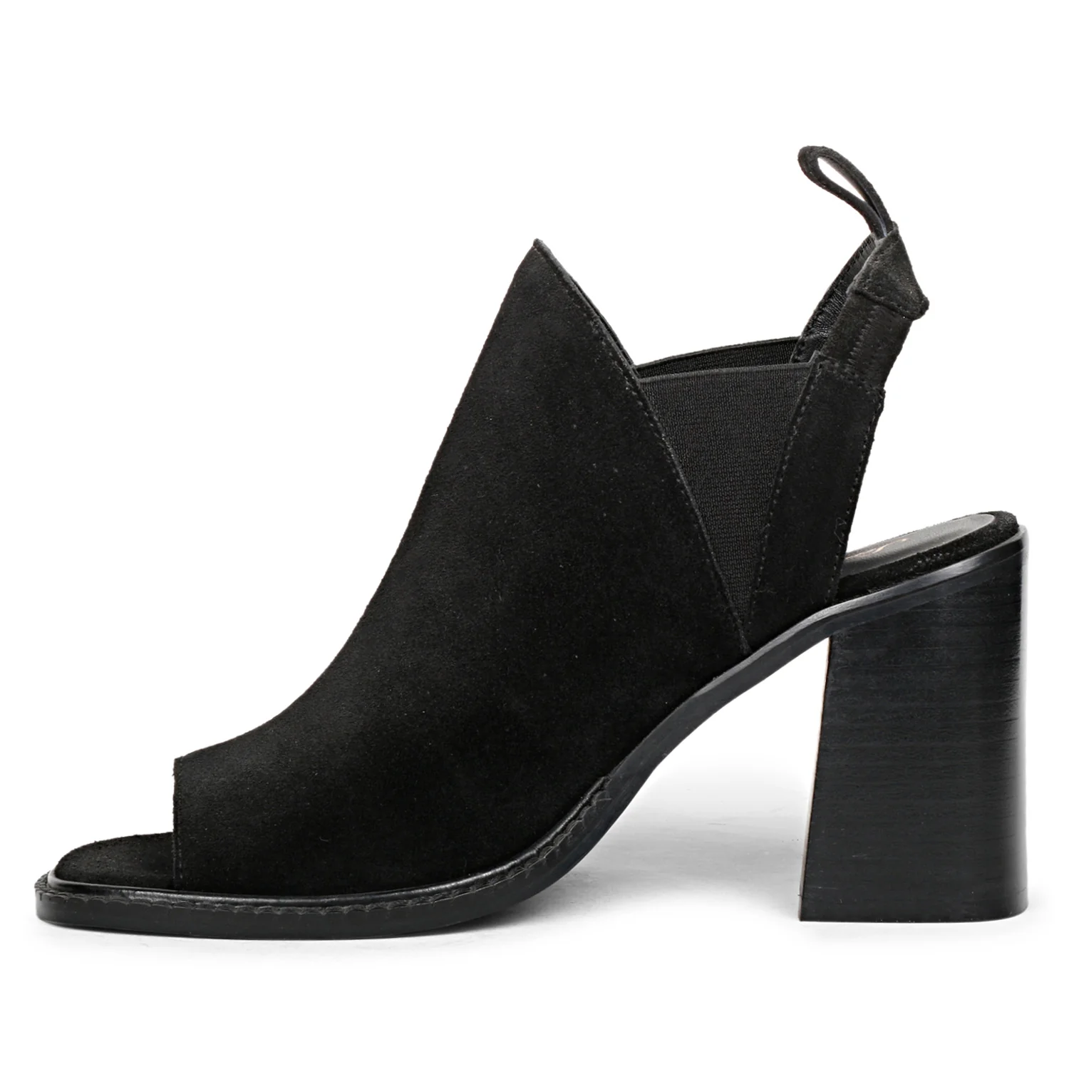 Saint Inez Black Suede Leather Block Heels - Image 4