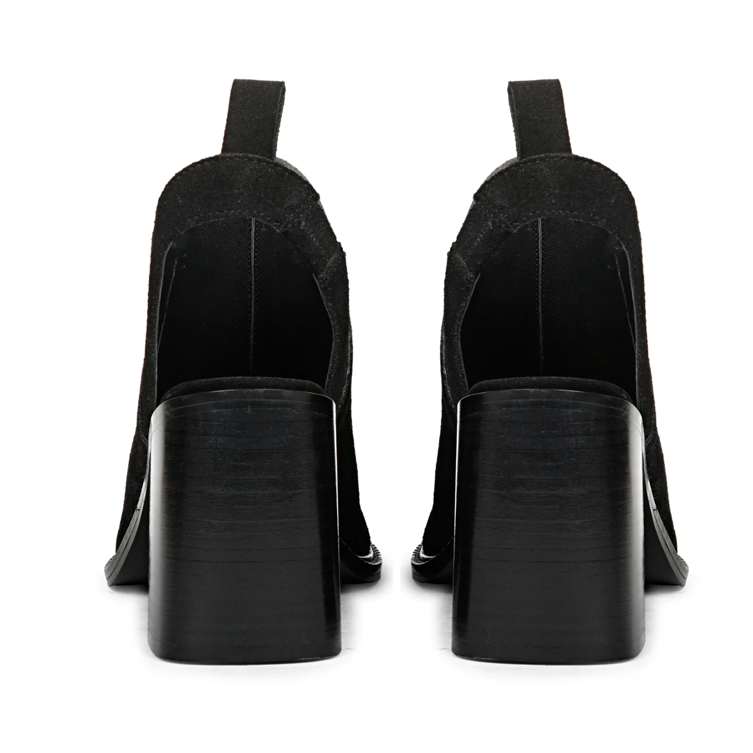 Saint Inez Black Suede Leather Block Heels - Image 5