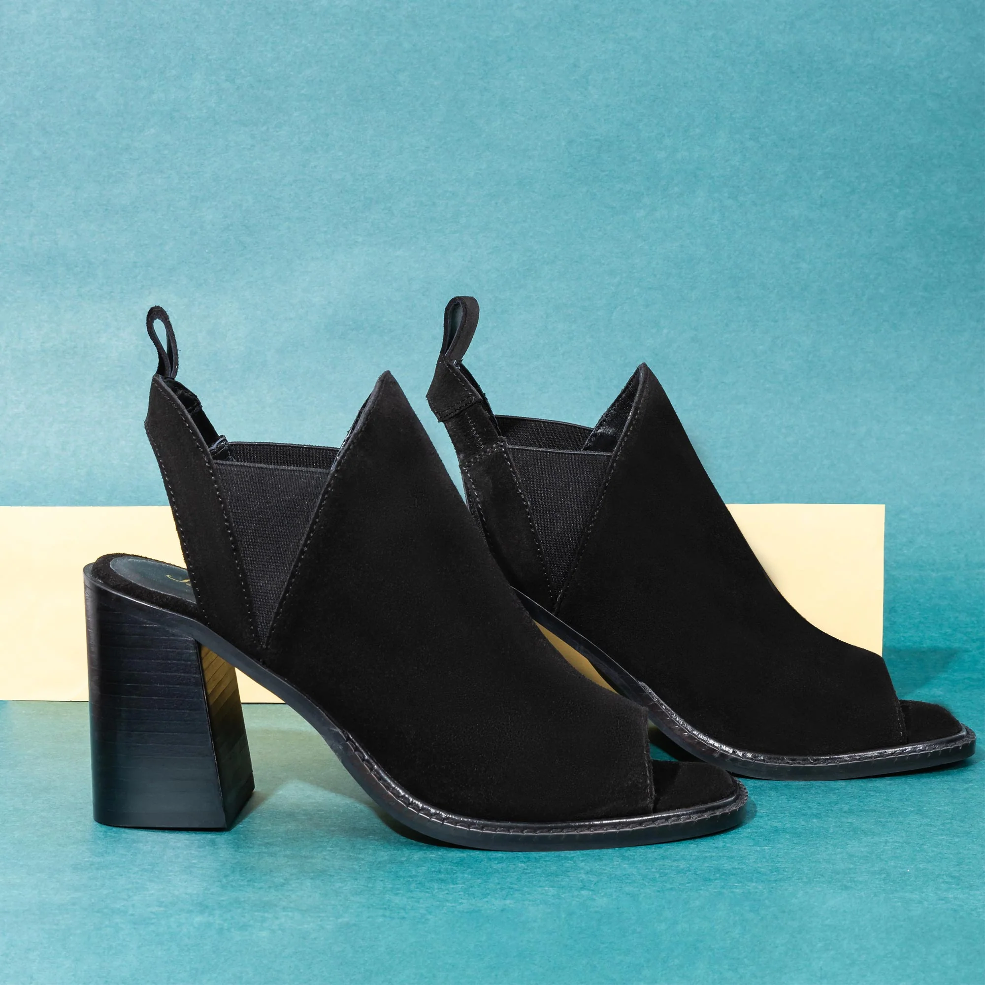 Saint Inez Black Suede Leather Block Heels - Image 8