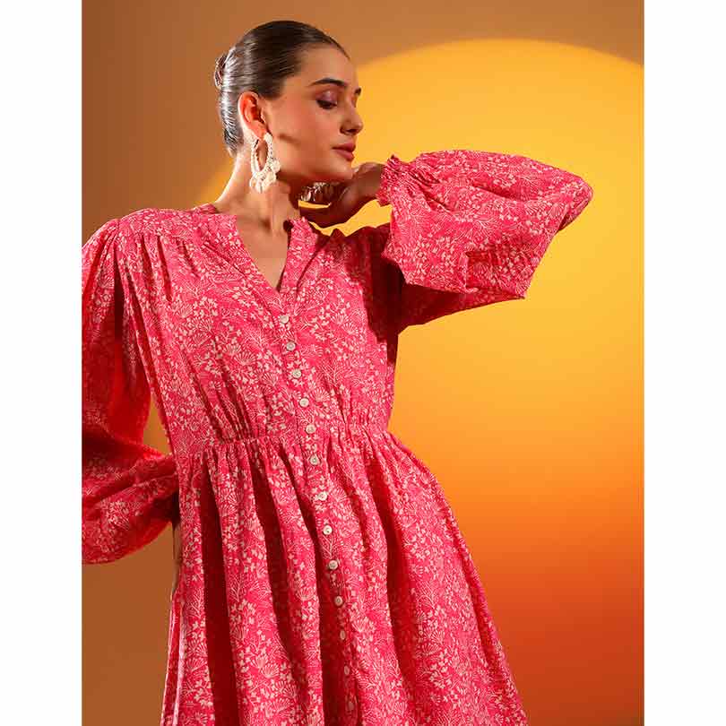 Saint Womens Coral Sushi Voile Short Dress - Image 5