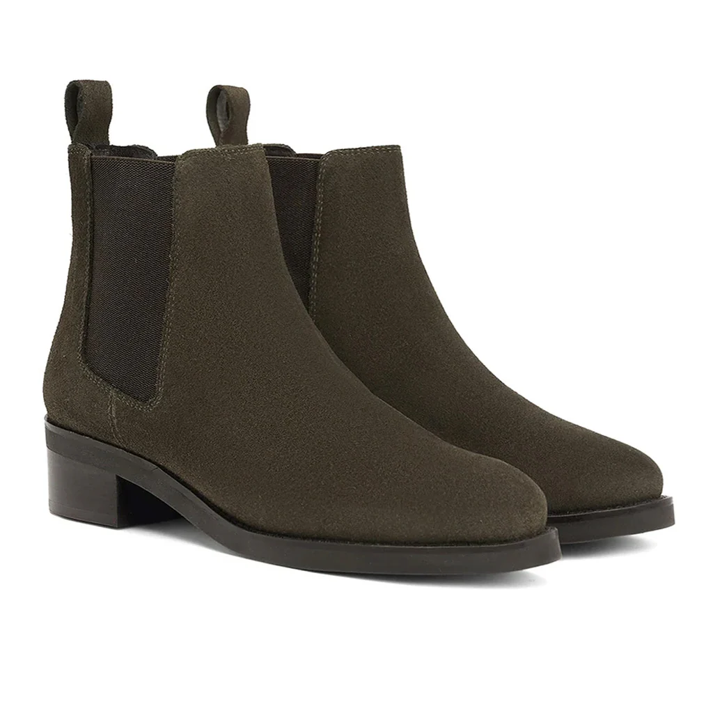 Saint Isa Olive Suede Leather Ankle Boots - Image 3