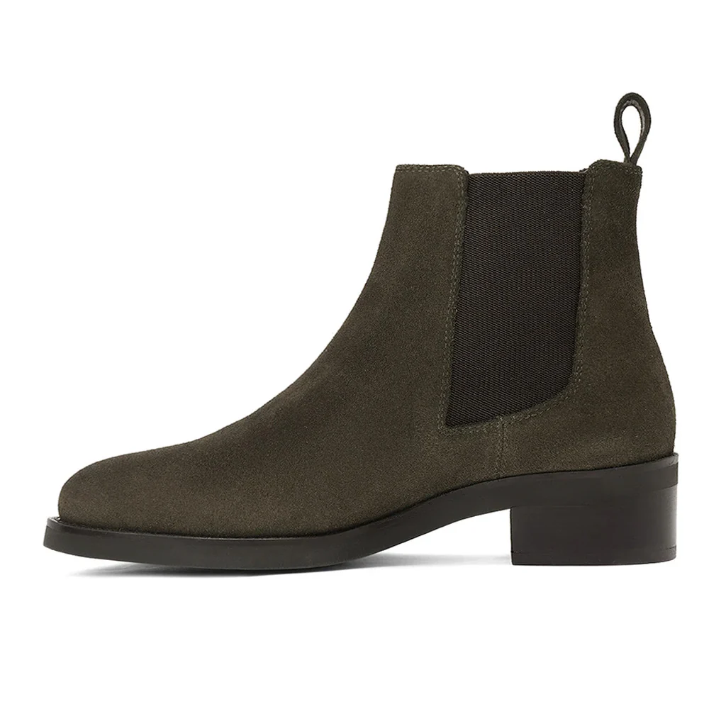 Saint Isa Olive Suede Leather Ankle Boots - Image 4