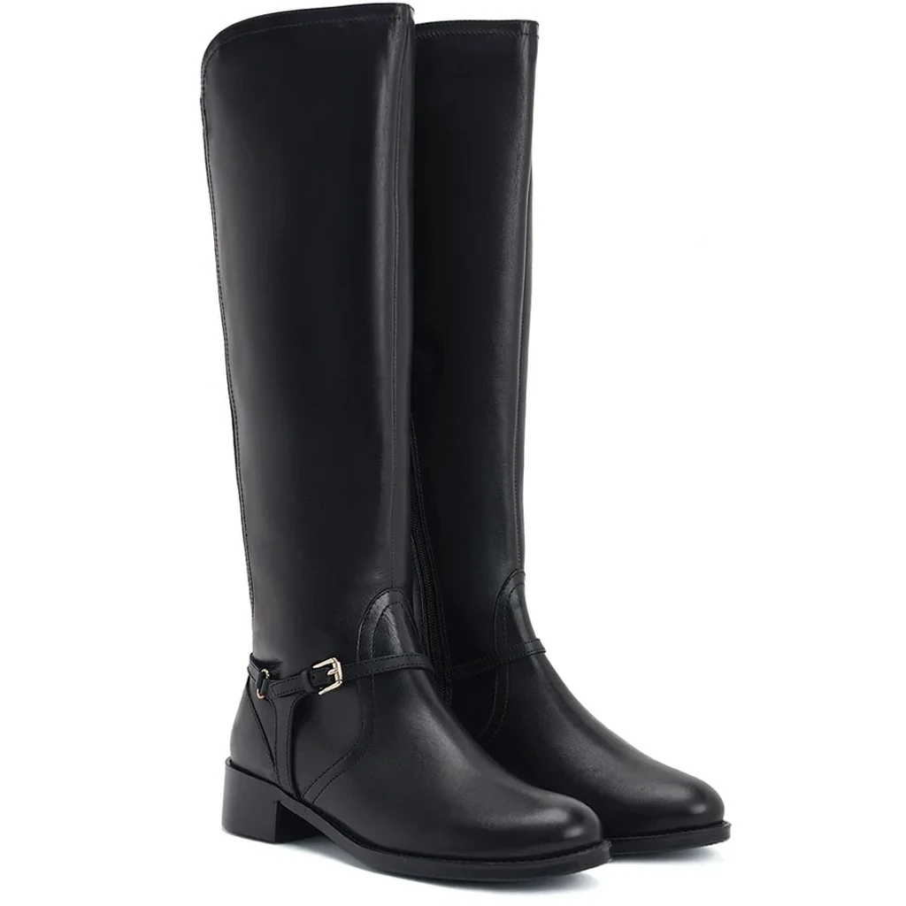 Saint Drusilla Black Leather Knee High Boots - Image 4