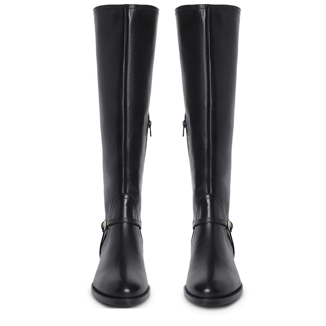 Saint Drusilla Black Leather Knee High Boots - Image 5