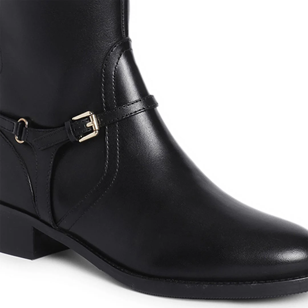 Saint Drusilla Black Leather Knee High Boots - Image 8