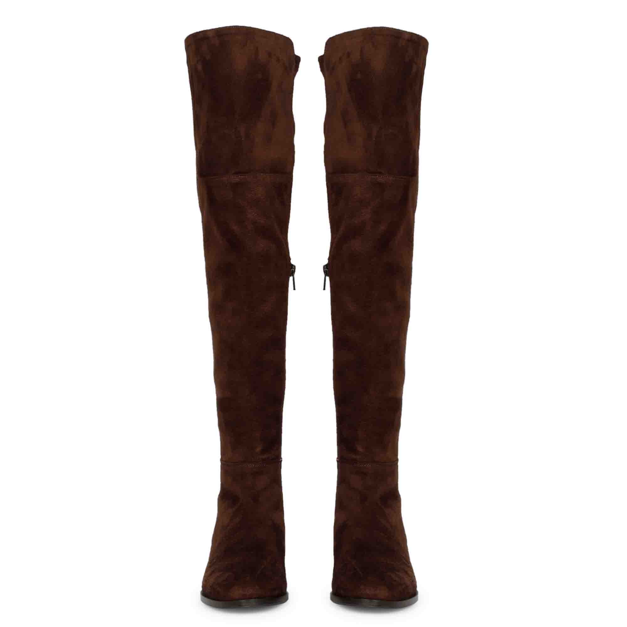 Saint Isabella Brown Stretch Suede Above The Knee Boots - Image 5