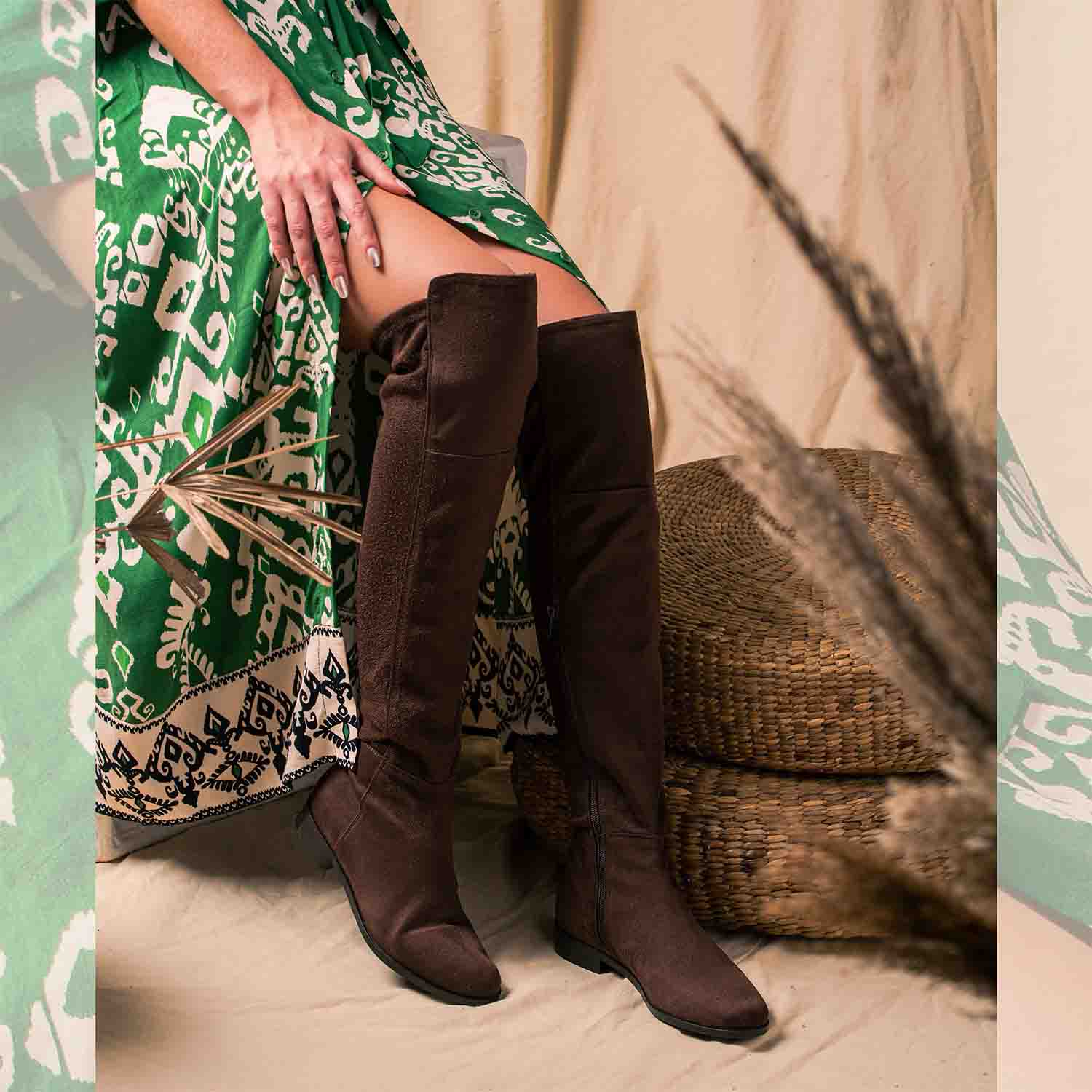 Saint Isabella Brown Stretch Suede Above The Knee Boots - Image 8