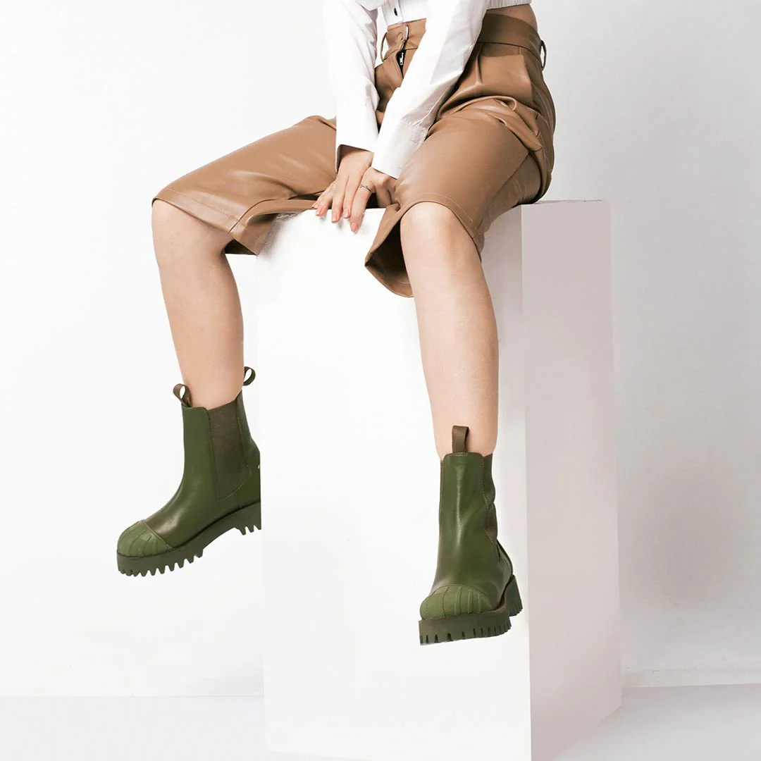 Saint Isla Green Leather High Ankle Boots - Image 2