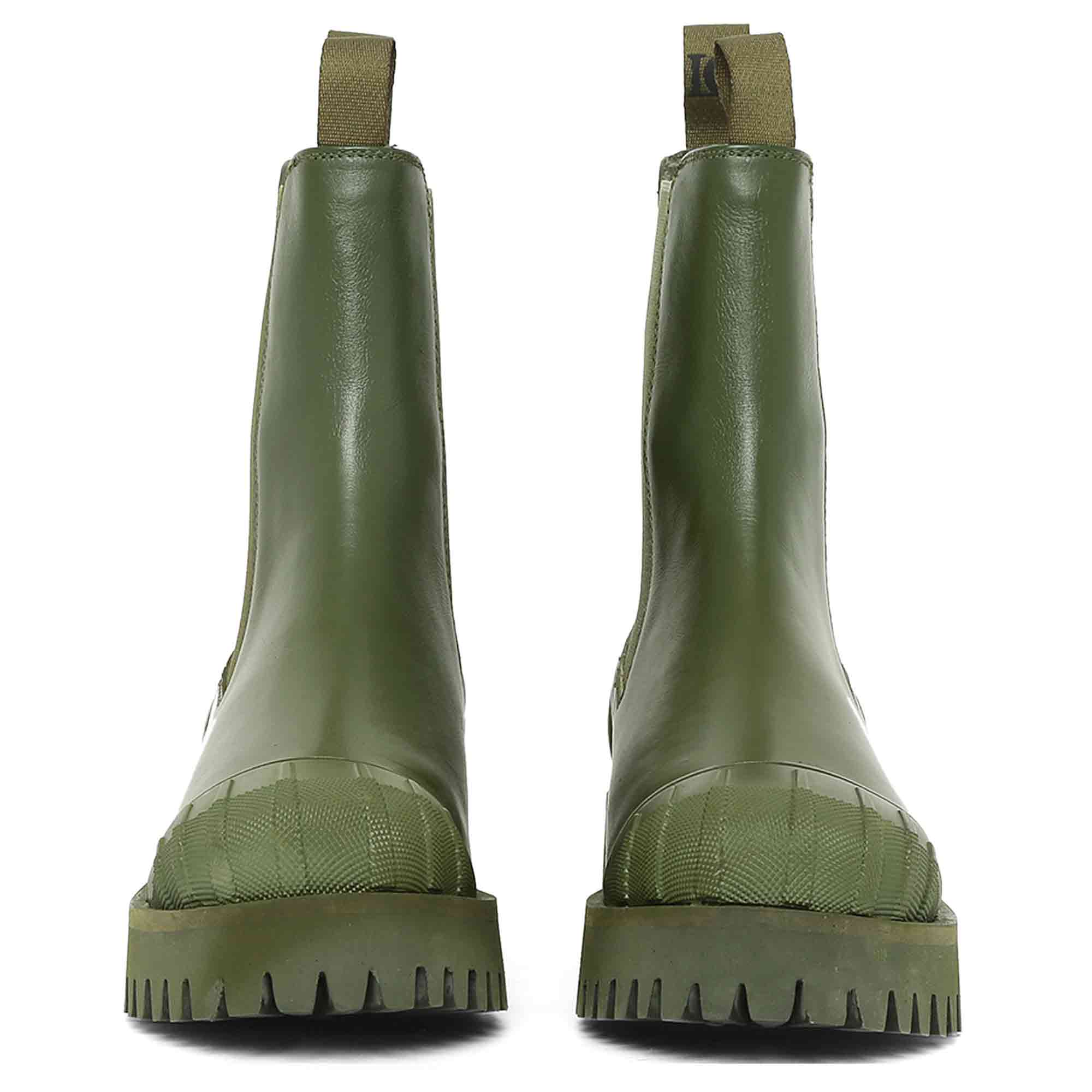Saint Isla Green Leather High Ankle Boots - Image 3