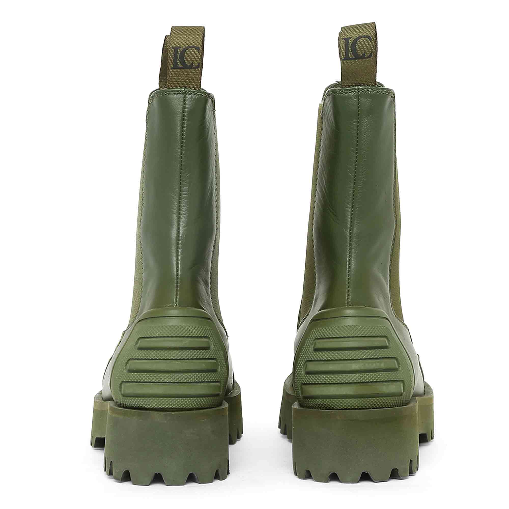 Saint Isla Green Leather High Ankle Boots - Image 4