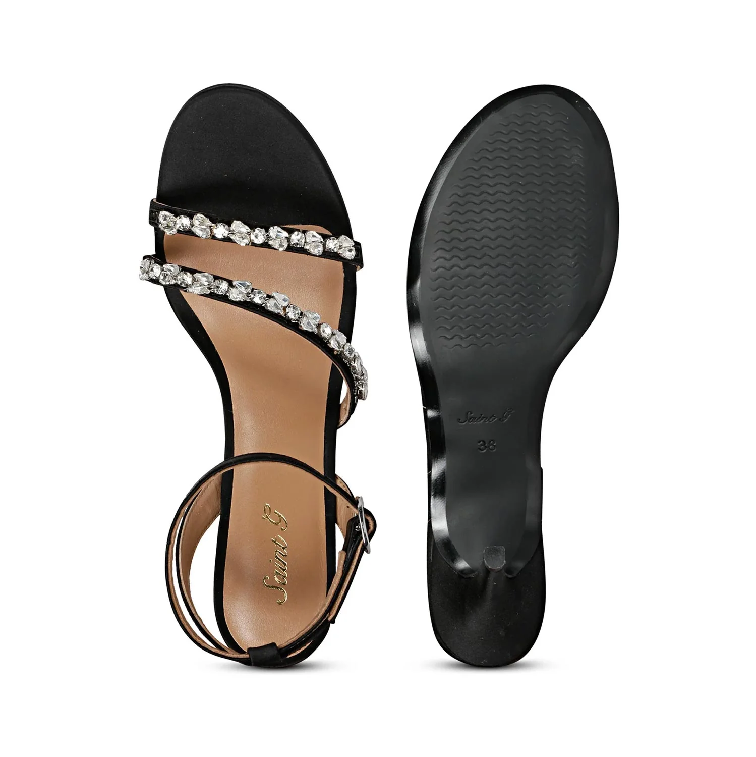 Saint Isla Stone Embellished Straps Black Stilettos - Image 7