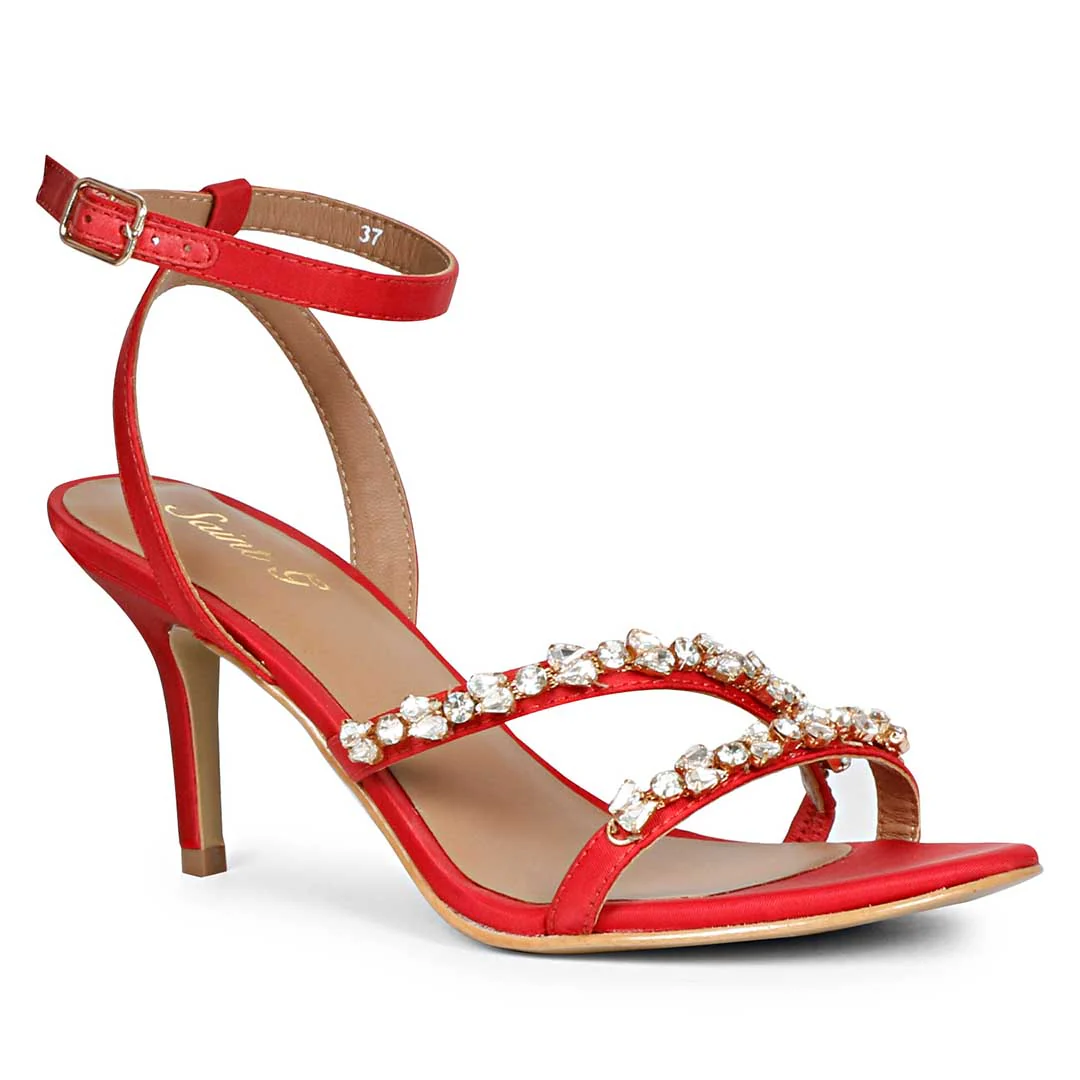 Saint Isla Stone Embellished Straps Red Stilettos - Image 8