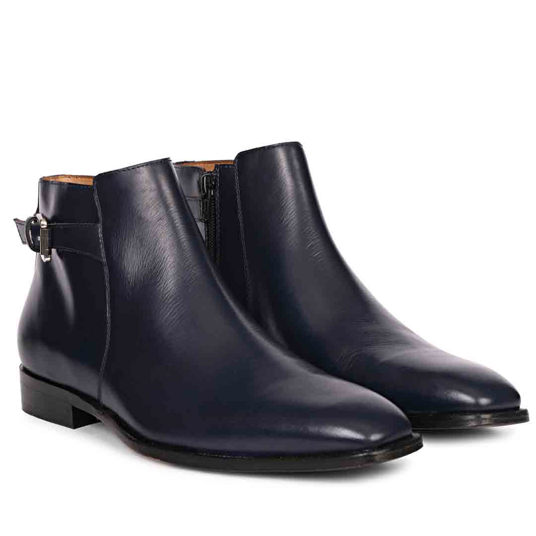 Saint Italiano Blue Abrasivato Leather Ankle Boots - Image 3