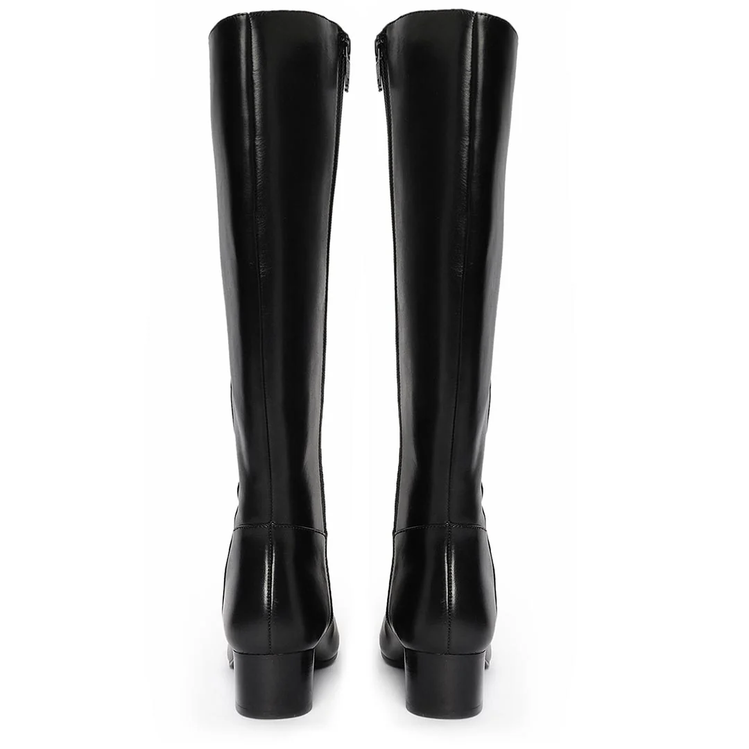 Saint Ivanna Black Leather Knee High Boots - Image 6