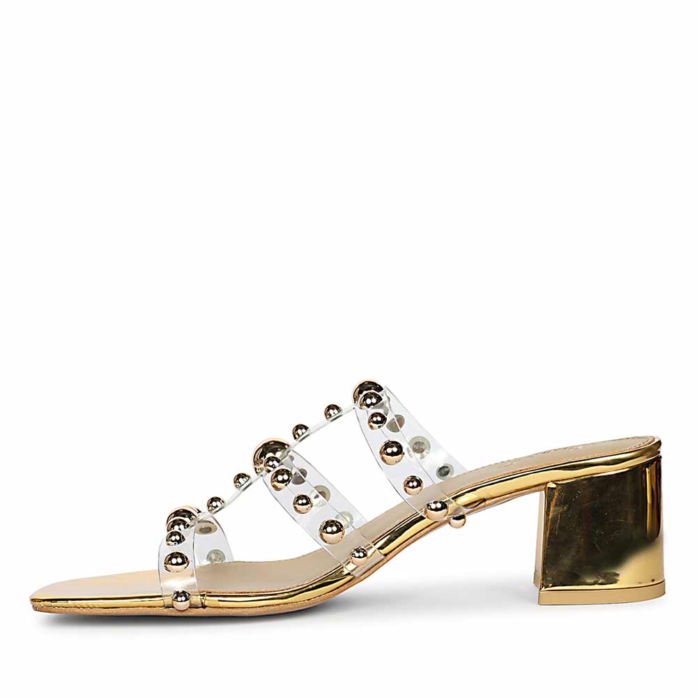 Saint Ivo Stud Embellished Gold Block Heels - Image 4
