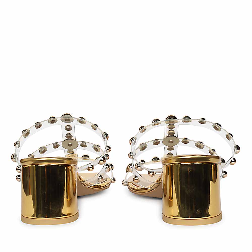 Saint Ivo Stud Embellished Gold Block Heels - Image 6
