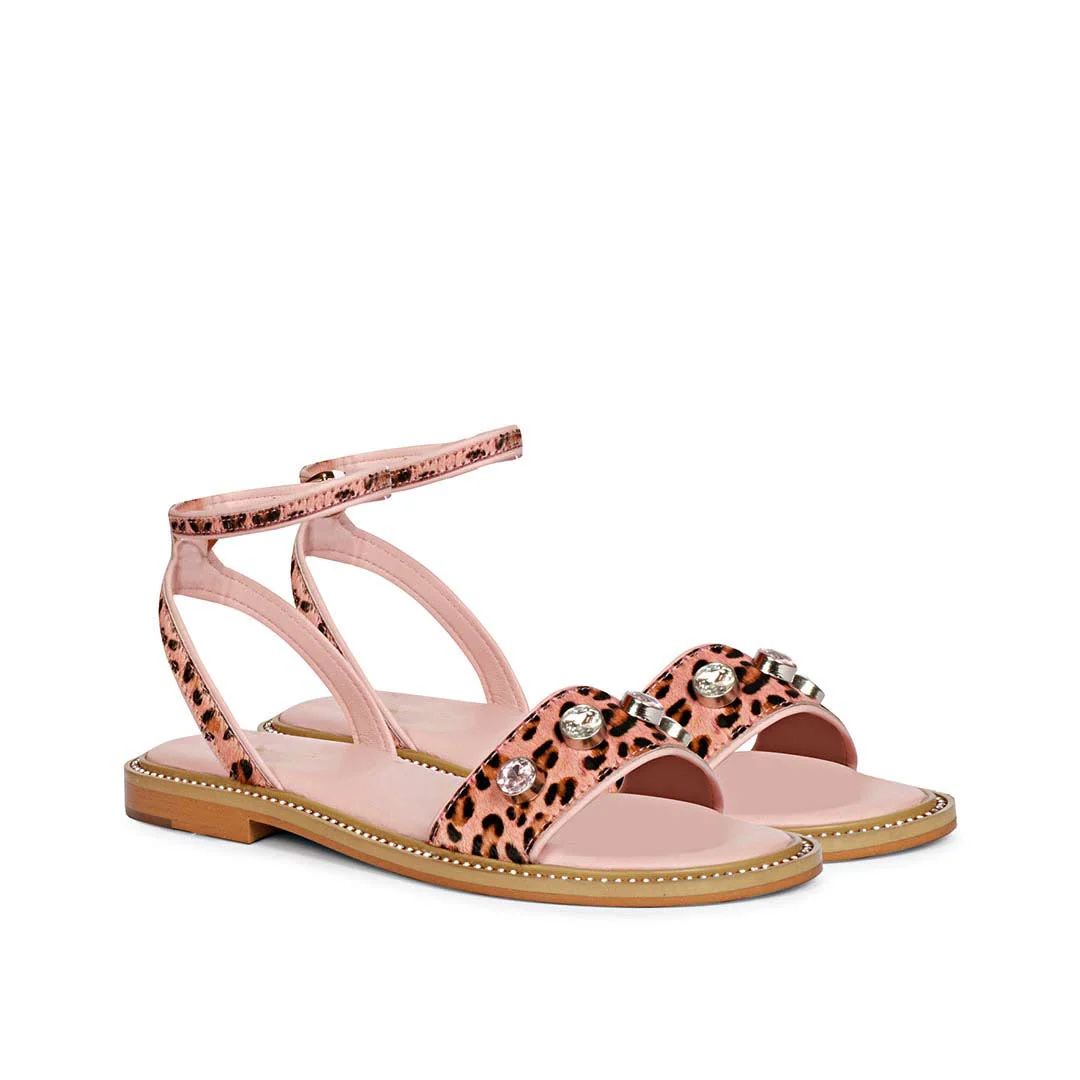 Saint Izola Stone Pink Leo Print Leather Sandals - Image 3