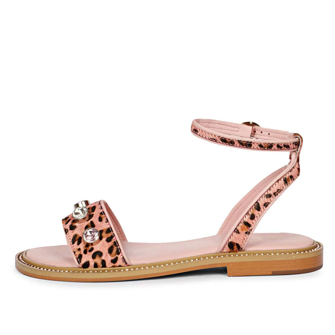 Saint Izola Stone Pink Leo Print Leather Sandals - Image 4