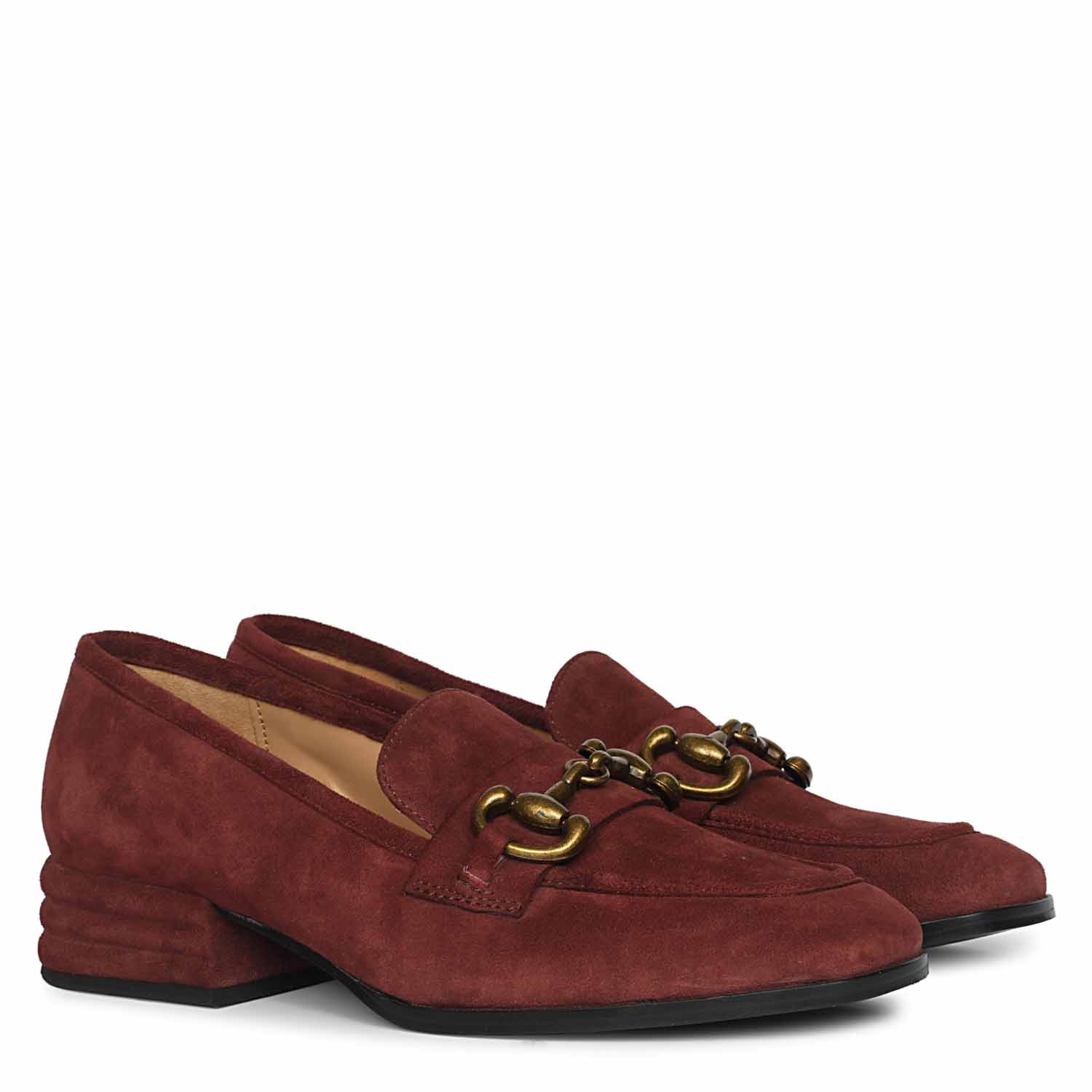 Saint Jacqueline Burgundy  Suede Leather Moccasins - Image 2