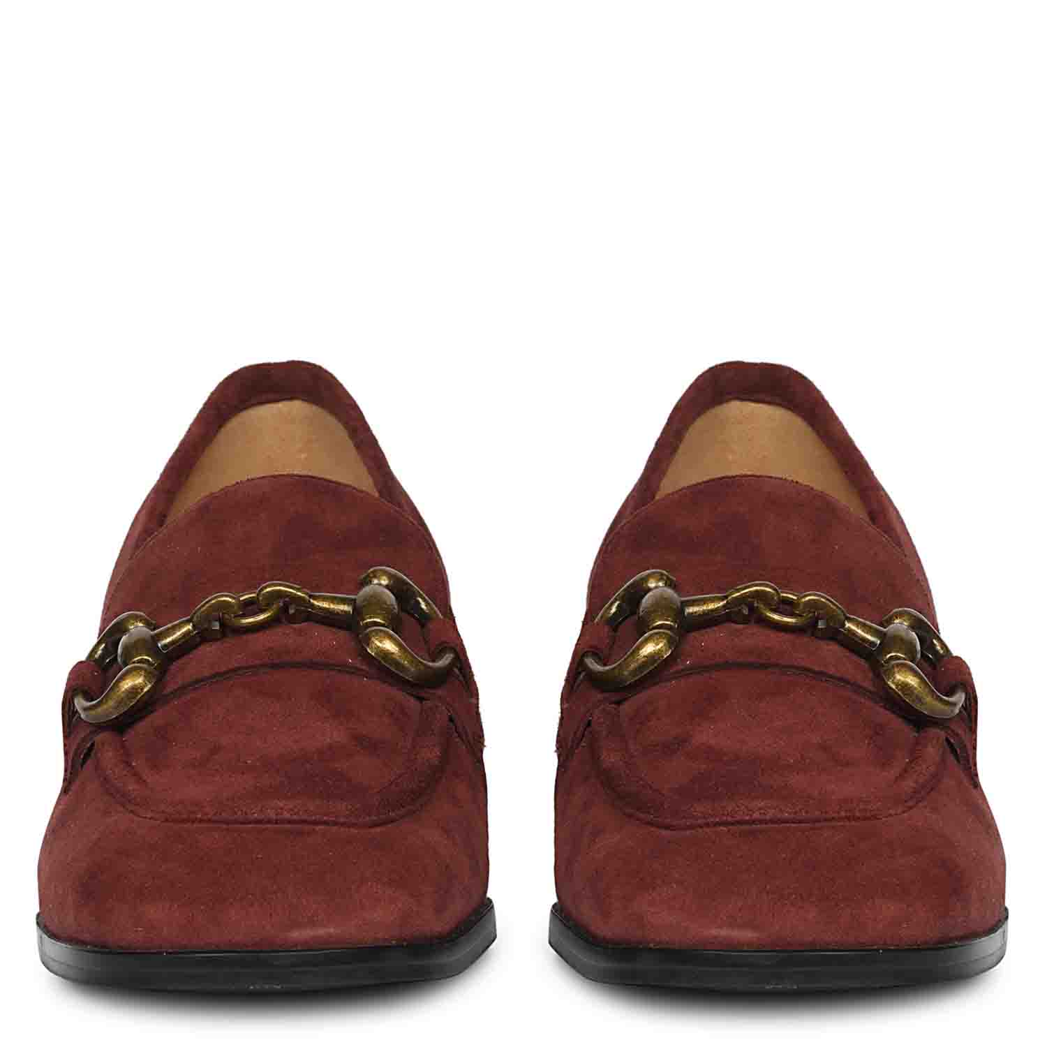 Saint Jacqueline Burgundy  Suede Leather Moccasins - Image 4