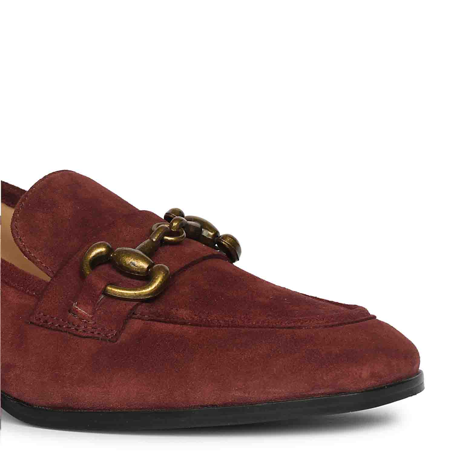 Saint Jacqueline Burgundy  Suede Leather Moccasins - Image 6
