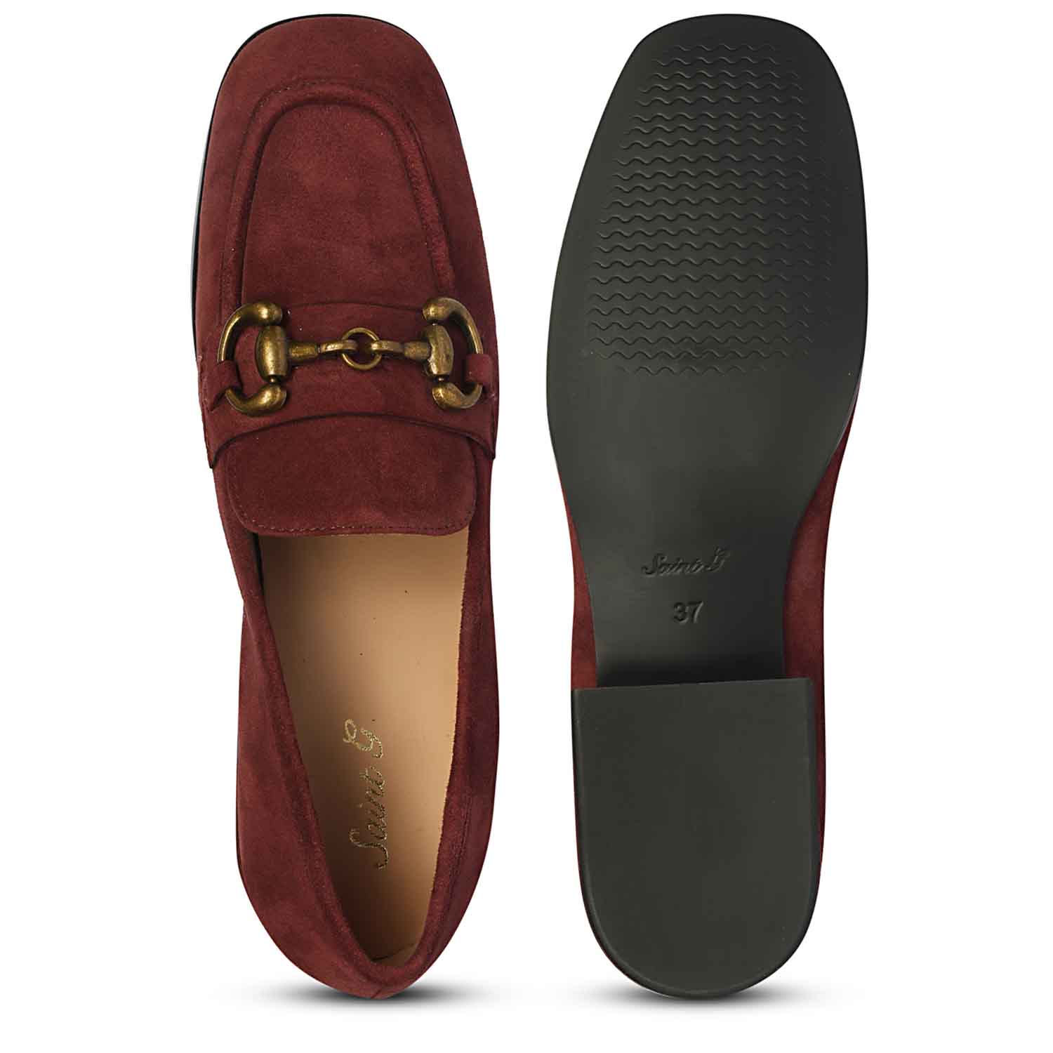 Saint Jacqueline Burgundy  Suede Leather Moccasins - Image 7