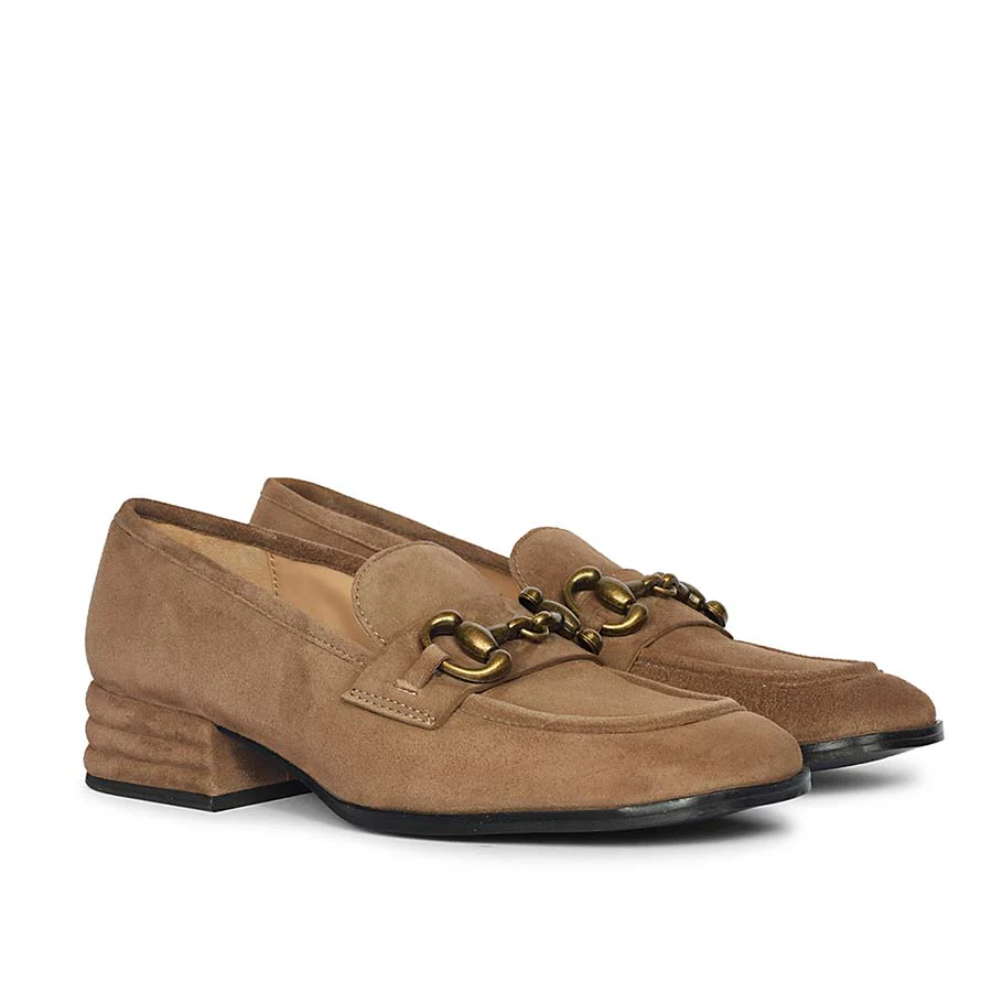 Saint Jacqueline Dark Taupe Suede Leather Moccasins - Image 2