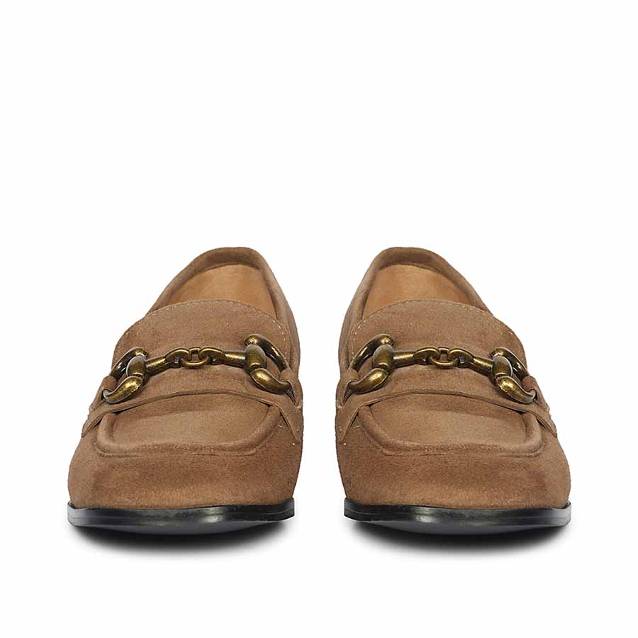 Saint Jacqueline Dark Taupe Suede Leather Moccasins - Image 3