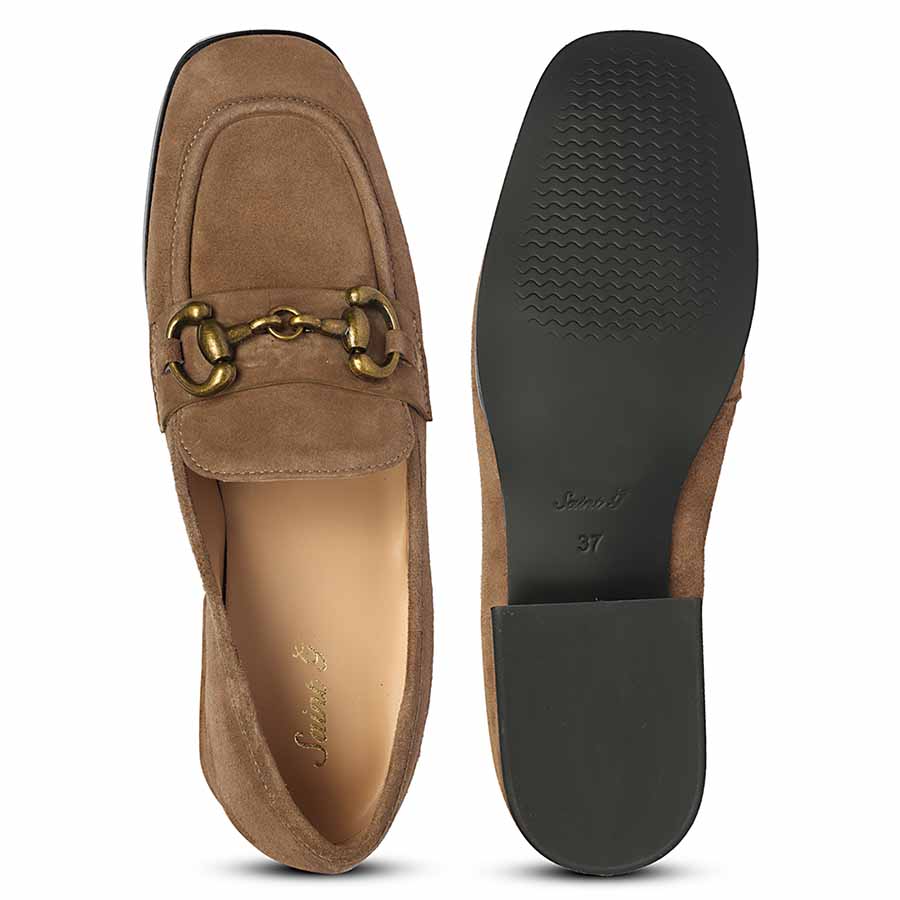 Saint Jacqueline Dark Taupe Suede Leather Moccasins - Image 6