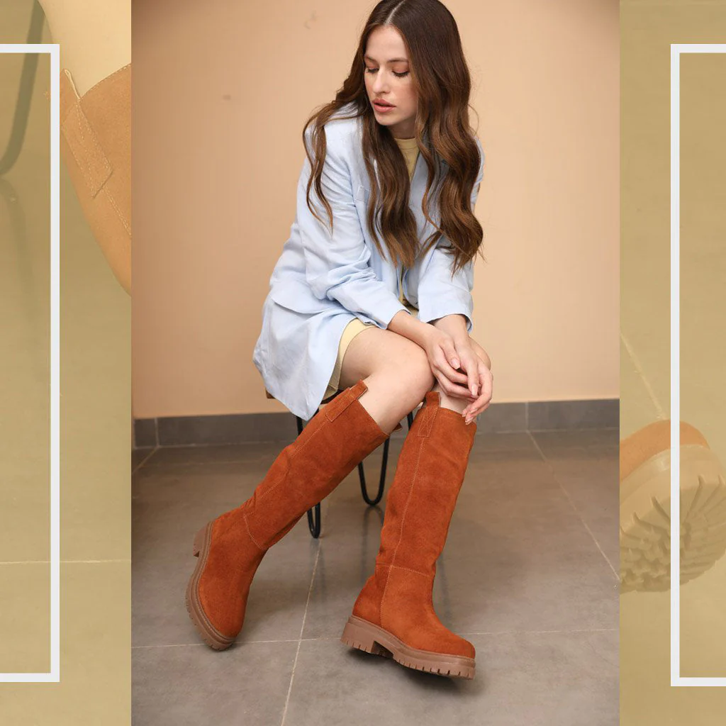 Saint Janet Wood Suede Leather Pull On Knee High Boots - Image 12