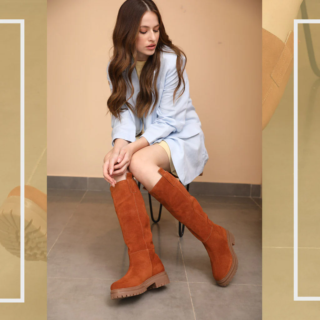 Saint Janet Wood Suede Leather Pull On Knee High Boots - Image 2