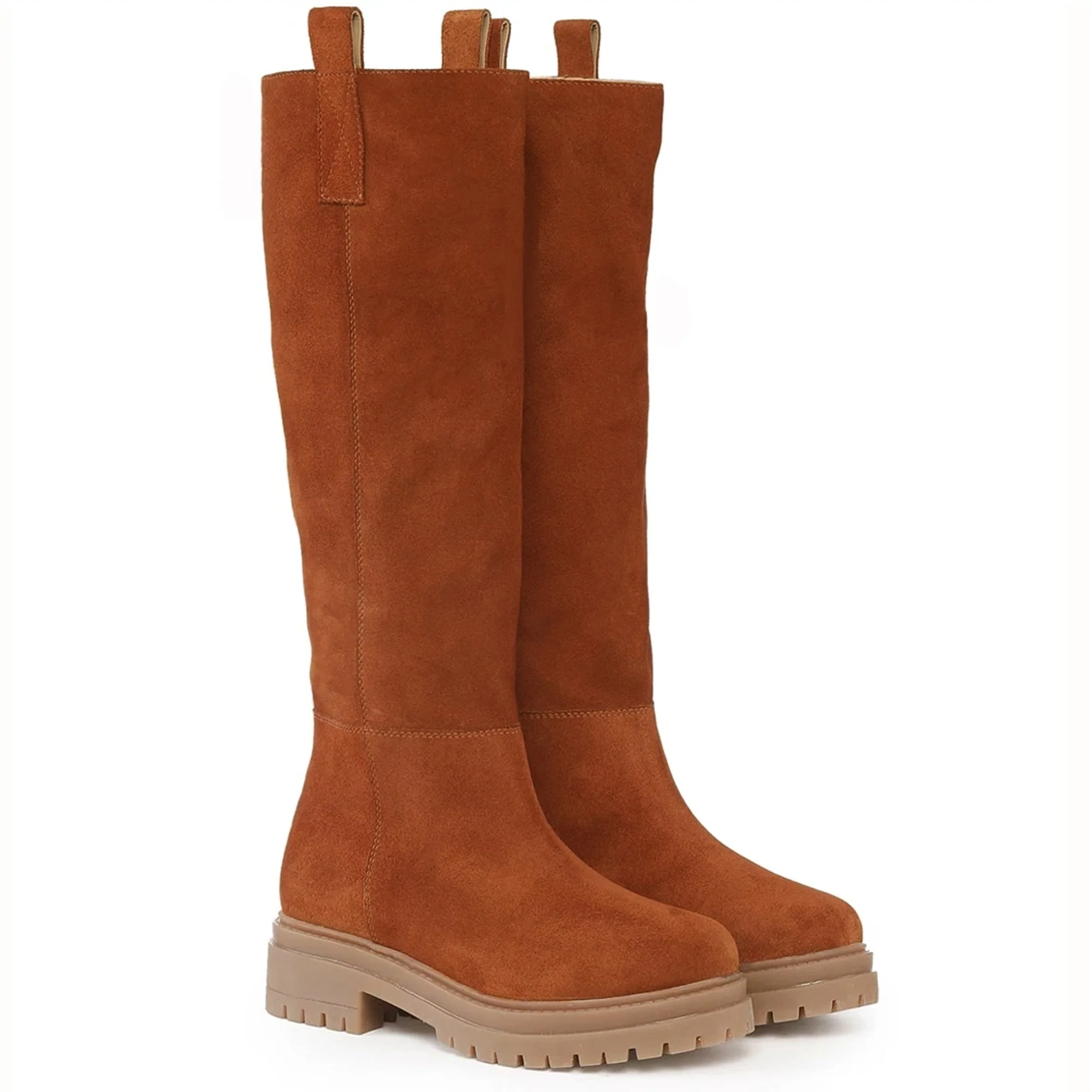 Saint Janet Wood Suede Leather Pull On Knee High Boots - Image 4
