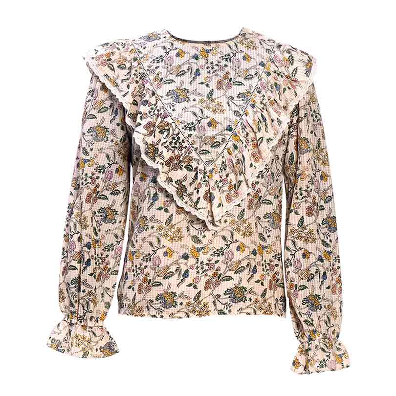 Saint Womens Ivory Ruffle Floral Viscose Dobby Tunic - Image 6