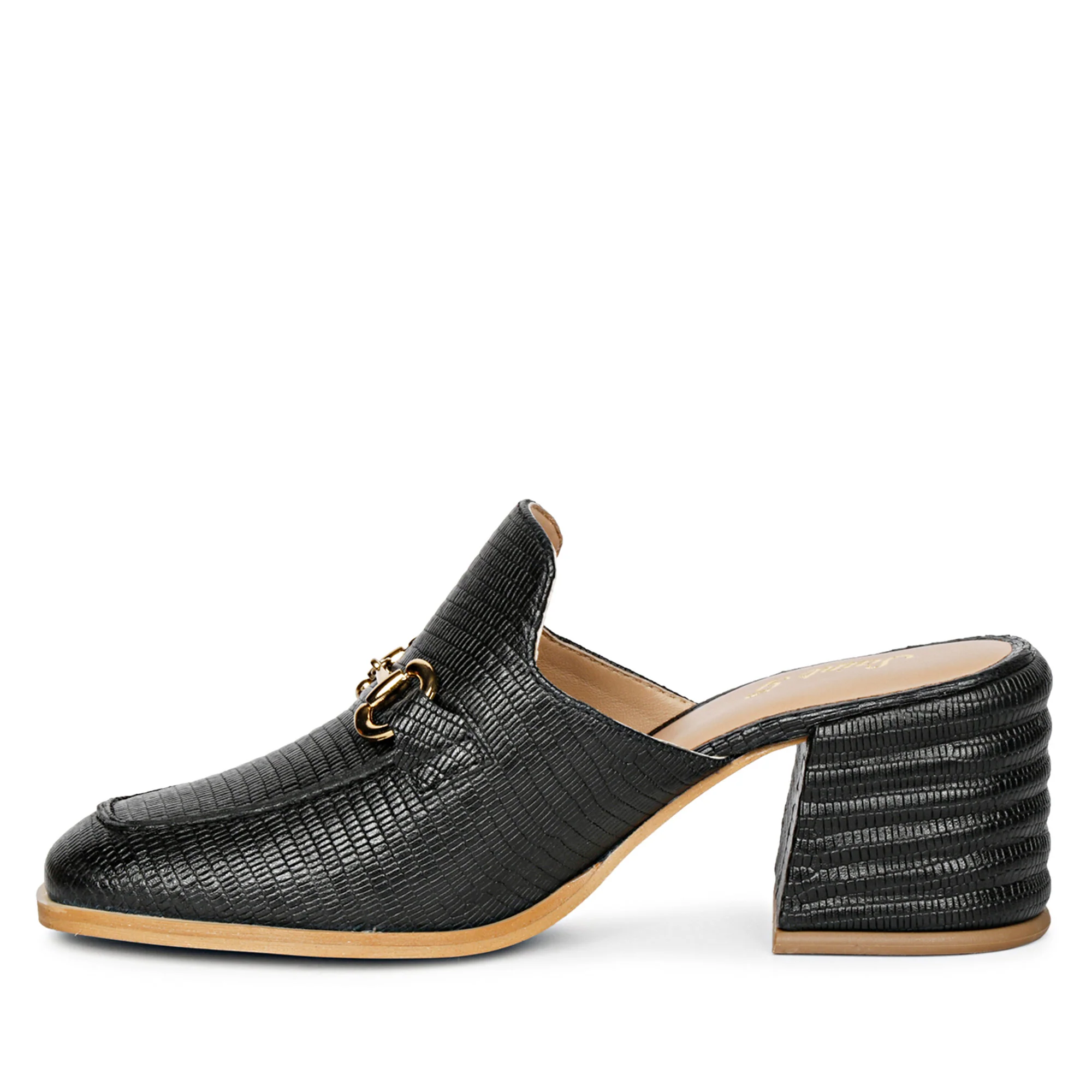 Saint Jasmine Black Lizard Print Leather Moccasins - Image 4