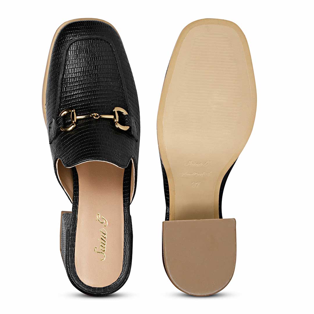 Saint Jasmine Black Lizard Print Leather Moccasins - Image 7