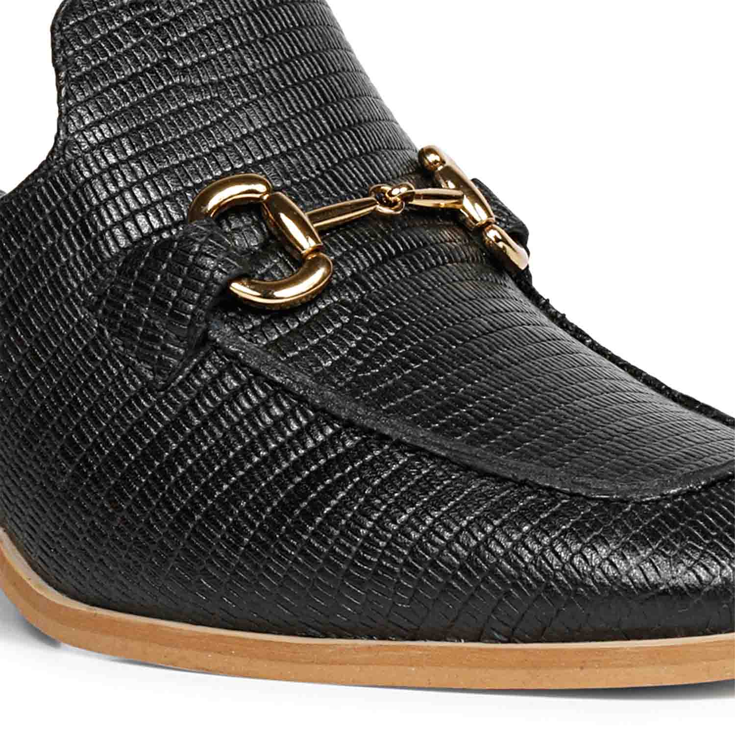 Saint Jasmine Black Lizard Print Leather Moccasins - Image 8