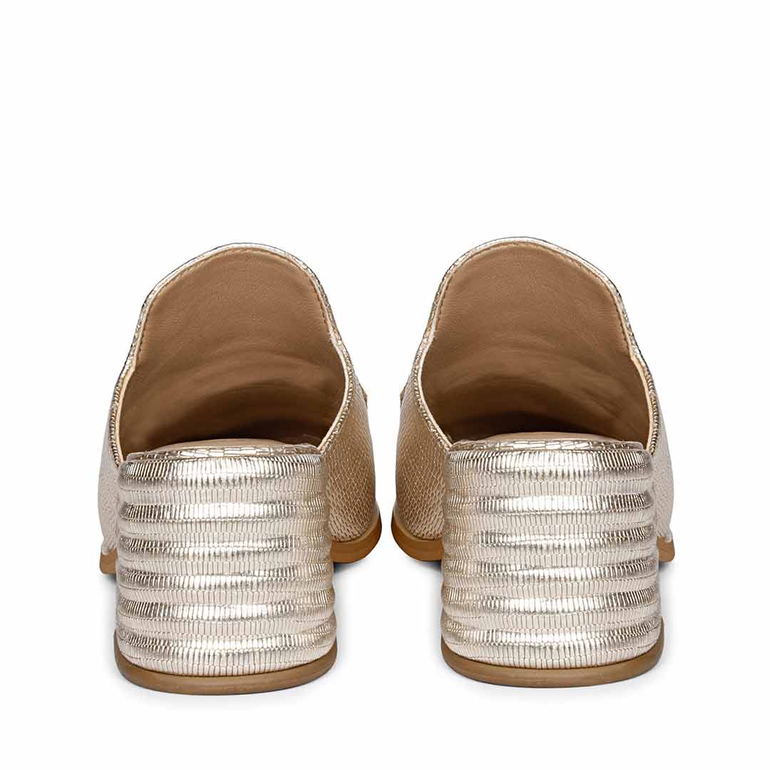 Saint Jasmine Gold Metallic Lizard Print Leather Moccasins - Image 6