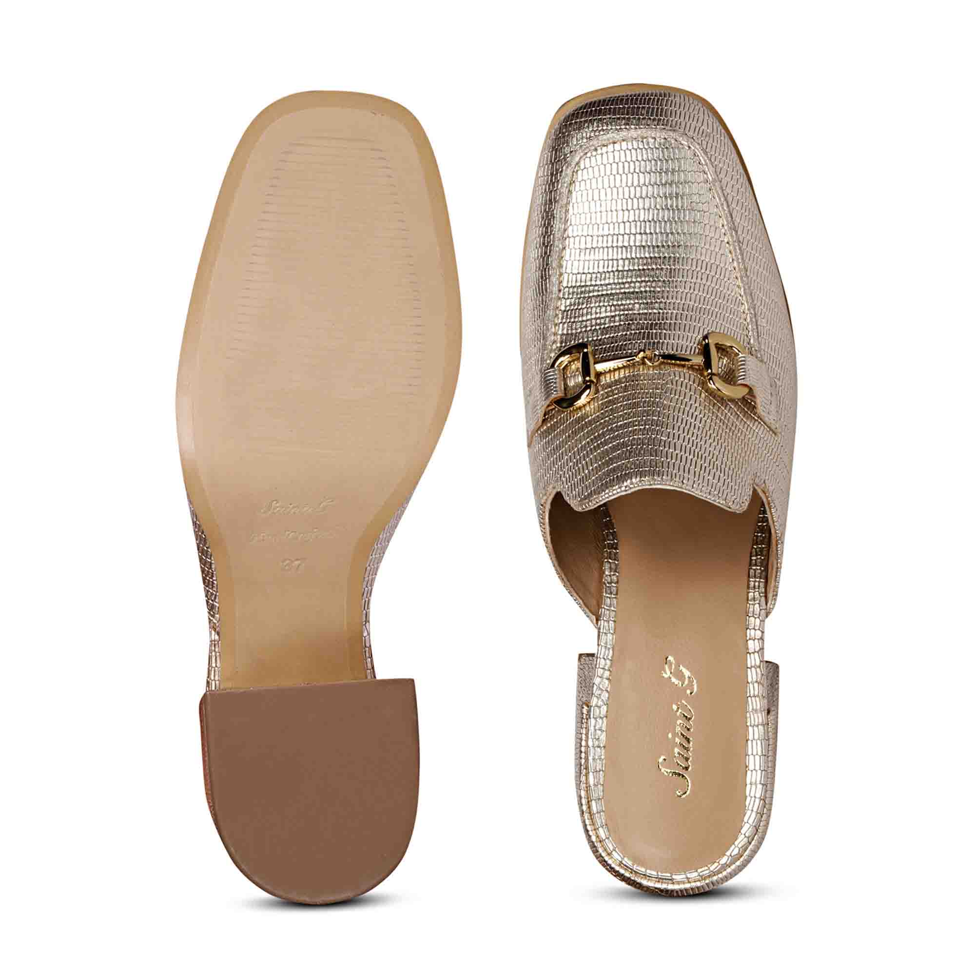 Saint Jasmine Gold Metallic Lizard Print Leather Moccasins - Image 7